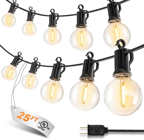 25FT 13 LED Outdoor String Lights, G40 Shatterproof String Lights, IP65 Waterproof Connectable Outside Patio Light for Backyard Porch Balcony Garden Decor Christmas Camping Gazebo by SmartDawn