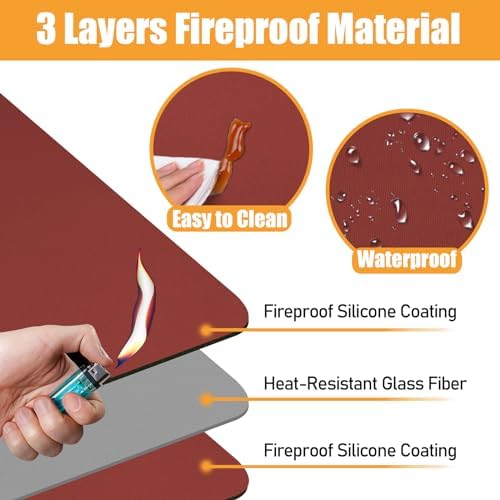 TOHONFOO Heat Resistant Mats for Countertop & Air Fryer, 24x16 in, Red - Image 2