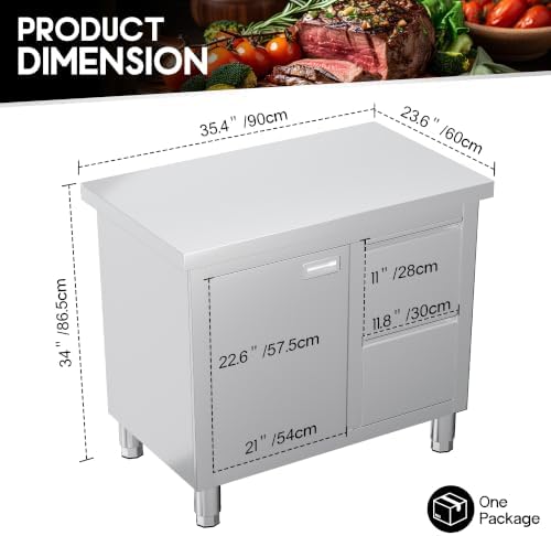 SPECRAFT 24x36 Inch Stainless Steel Cabinet Prep Table - Image 3