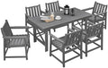7 Pieces HDPE Outdoor Dining Set, Patio Dining Set with Umbrella Hole, All Weather Outdoor Dining Table Sets for 6, HDPE Patio Furniture Sets for Deck, Backyard, Lawn, and Poolside, Smoke Gray by SeeHill