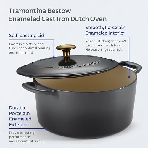Tramontina Bestow Enameled Cast Iron 5.5-Qt Round Dutch Oven Pot with Lid - Image 4