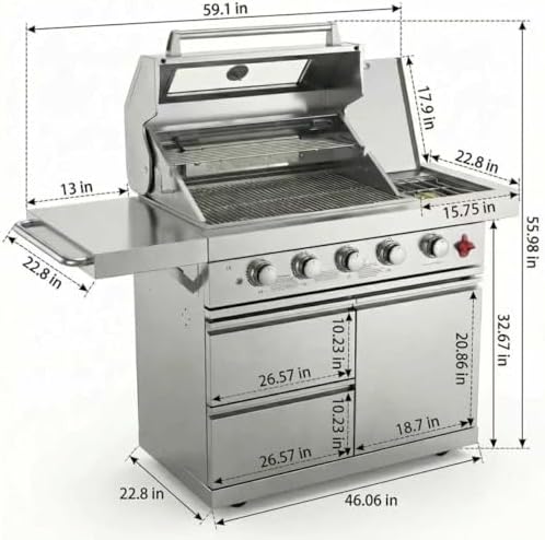 46'' Gas Outdoor Kitchen Barbecue Island, 6-Burner 75300 BTU Grill, Silver - Image 2