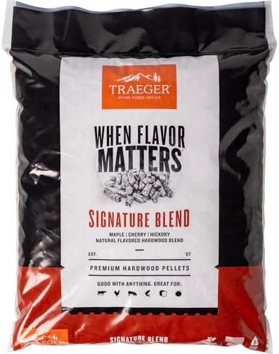 Traeger Grills Signature Blend 100% All-Natural Wood Pellets for Smokers and Pellet Grills, BBQ, Bake, Roast, 18 lb. Bag by Unknown