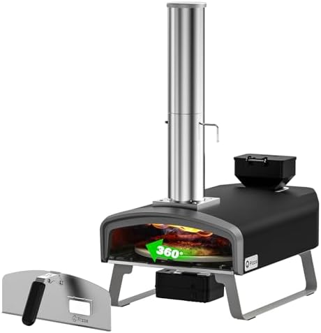 Automatic Rotating Stone Wood Pellet Pizza Oven for Outdoor by QPizza
