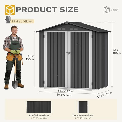 DWVO 6x4ft Outdoor Storage Shed with Secure Entrances & Vents - Image 7