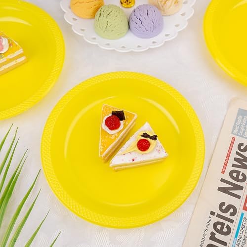 WELLIFE 10 Inch Yellow Plastic Plates 50 Count - Image 4