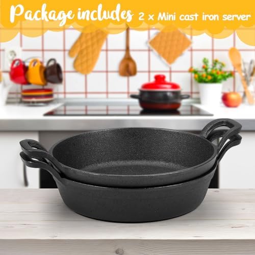 Ziliny 2 Pack Mini Cast Iron Skillets 7 x 7 x 1.7 Inch Pan Ramekin Set - Image 3