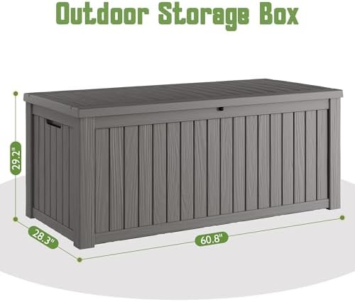 Outdoor Storage Waterproof Deck Box for Patio (220 Gallon, Grey) - Image 2