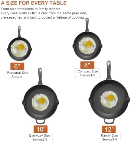 6 Inch Cast Iron Skillet with Glass Lid, Pre-Seasoned Mini Pan - Image 3