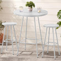 Best Choice Products 3-Piece Patio Dining Set, Bar Height, Outdoor Bistro Set, Outdoor Round Bar Table w/ 2 Bar Stools, Steel - White by BestChoiceProducts