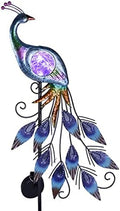 TERESA'S COLLECTIONS Yard Decorations Outdoor for Garden Decor, Peacock Solar Outdoor Lights, 35.4'' Metal Lawn Ornaments for Outside with Crackle Glass Ball, Decorative Stake Gifts for Mom by TERESASCOLLECTIONS