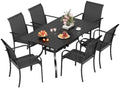 Incbruce 7 Pcs Patio Dining Set with Textilene Chairs and Rectangle Table (Black) by Incbruce