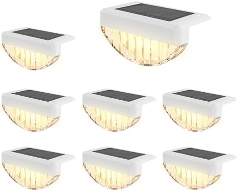 VOLISUN 8 Pack Solar Deck Lights Outdoor, Warm White LED Solar Step Lights for Outside, Waterproof Fence Light for Patio, Deck, Stairs, Yard, Pool and Porch (White) by VOLISUN