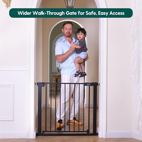 Babelio Baby Gate for Stairs No Drilling, PressGuard, 31-36 in Dog Gate - Image 2