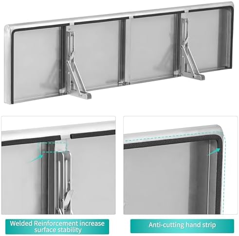 Concession Shelf 36"L x 12"W，22 gauge ASTM 304 Stainless Steel Folding Serving Food Shelf ，Wall Mount Shelving , Stainless Steel Shelf For Food Truck, grill area,BBQ working table, Restaurant .NSF - Image 3