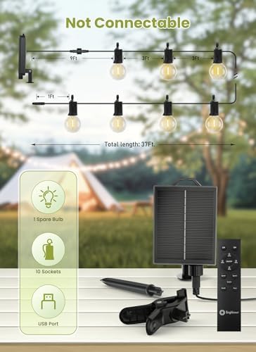 Brightown 37FT Solar String Lights Outdoor, IP65 Waterproof, Remote, Timer - Image 5