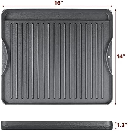 Uniflasy Reversible Cast Iron Griddle for Camp Chef Stoves, 14" x 16" - Image 3