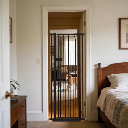 Lumizone Extra Tall Cat Gate 61.02" High 26.18"-29.91" Wide Pet Gate Black by Lumizone