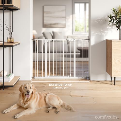 Comfy Cubs Baby Safety Gate Adjustable 42"x1.9"x30" White Pet Gate - Image 4