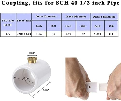 15 Packs 1/2" PVC Misting Nozzles Coupling with Brass Mist Nozzle - Image 2
