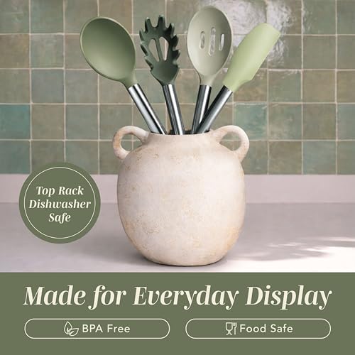 COOK WITH COLOR Silicone Cooking Utensils, Kitchen Utensil Set, Easy to Clean Silicone Kitchen Utensils, Cooking Utensils for Nonstick Cookware, Kitchen Gadgets Set, 10 Pieces, Green - Image 2
