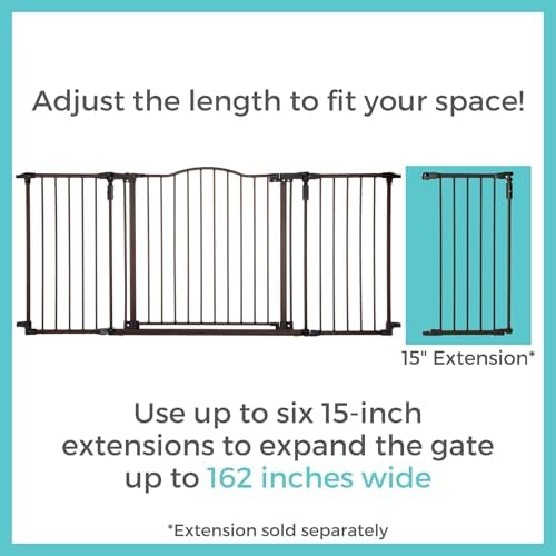 Toddleroo by North States - Deluxe Décor Safety Gate: Hardware Mounted Extra Wide Metal Baby Gate - Adjustable Child Gate - 38.3 to 72 Inches Wide - 30 Inches Tall - Matte Bronze - Image 5