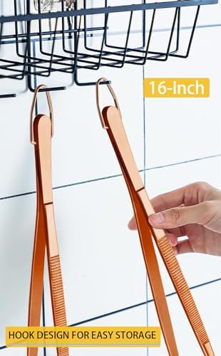 JETKONG 2 Pcs 16-Inch Extra-Large Kitchen Tweezers and Tongs - Giant Stainless Steel Food Tweezers - Rose Gold - Image 6