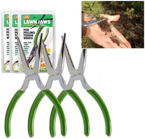 Lawn Jaws The Original Sharktooth Weed Puller Remover & Gardening Tool Weeder (3 Pack)-Pull from The Root Easily! Ergonomic Handheld Weeding Tool for Spring Summer Cleaning, for All Ages & Abilities by Lawn+Jaws