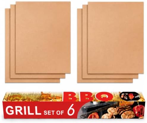 Copper Grill Mats for Grill, Set of 6, 15.75 x 13 Inch by Renook