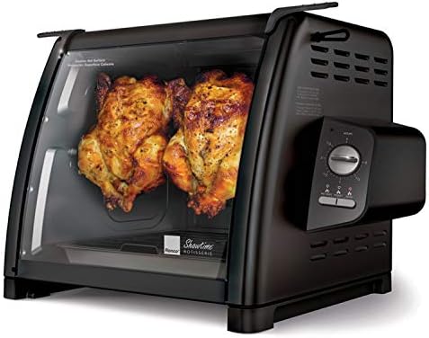 Ronco Showtime Large Capacity Rotisserie & BBQ Oven, Simple Switch Controls, Silicone Door Tie, Perfect Preset Rotation Speed, Self-Basting, Auto Shutoff, Includes Multipurpose Basket, black by Ronco