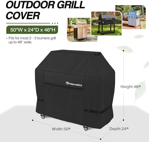 Porch Shield Waterproof Outdoor BBQ Grill Cover 48 inch, Black - Image 2