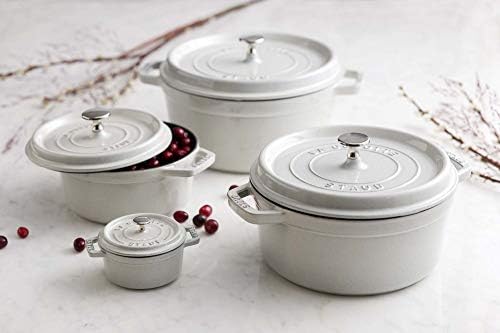 Staub Cast Iron 5.5-qt Round Cocotte - White Truffle, Made in France - Image 4