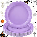 NatNarr 30 Pcs Purple Paper Plates 9" Scalloped Halloween Dessert Plates by NatNarr