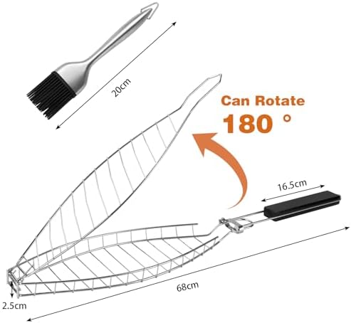 Fish Grill Basket, Stainless Steel Grill Baskets for Fish with Detachable Handle, plating - Image 3