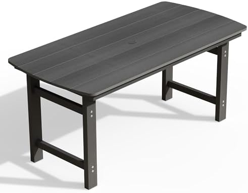 Ciokea HDPE Outdoor Patio Dining Table, All-Weather Furniture, Grey by CIOKEA