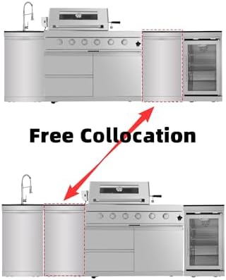 104-Inch 4 Burner 72000 BTU Stainless Steel Outdoor Kitchen Bar, 4 Units Modular Propane Gas BBQ Island Grill (Free Combination) with Wine Cooler, Refrigerator, Granite Countertops & Storage, Silver - Image 2