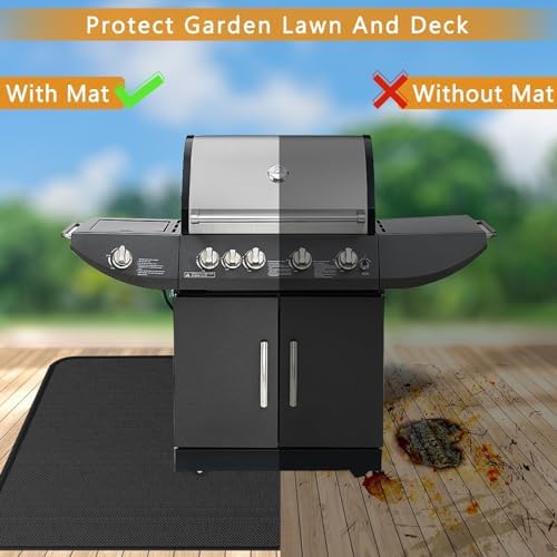 Anze Under Grill Mat for Outdoor Grill, 38 x 65 Inch Anti-Slip BBQ Floor Mats, Easy to Clean Reusable Fireproof Grill Pad, Oil-Proof Waterproof Protector for Indoor Fireplace Pit Mat - Image 3