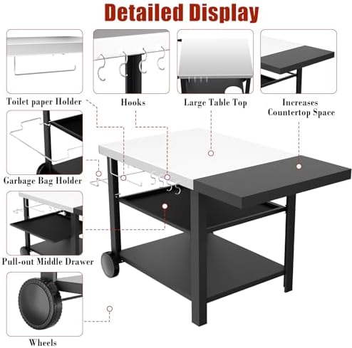 Outdoor Kitchen Island Cart with Side Table - Image 6
