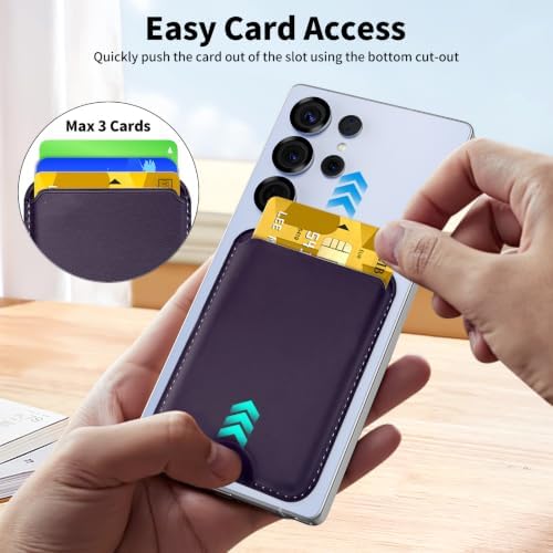 for Magnetic Wallet for Samsung & iPhone | Holds 3 Cards, Cherry - Image 3