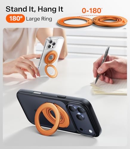 TORRAS 2025 Flagship 360 Magnetic Phone Grip Ring Holder Kickstand, Orange - Image 3