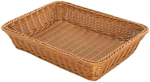 RT&BS Wicker Bread Basket for Serving, Wicker Fruit Basket, Display Baskets for Vegetable Fruit, Reusable Handwoven Serving Baskets for Kitchen, Store, Restaurant, Outdoor (Brown, S) by RT%26BS