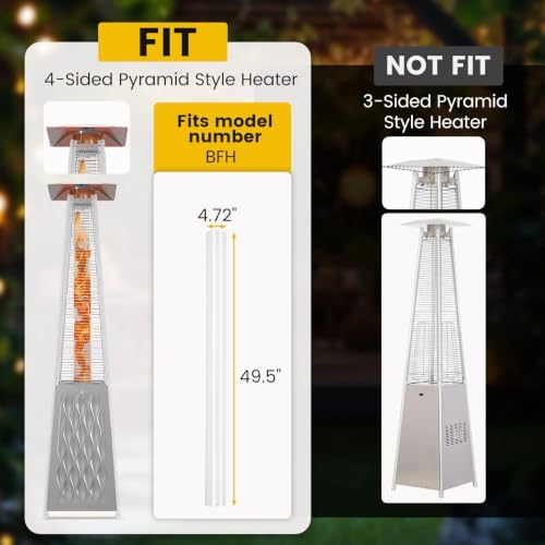 49.5 x 4.72" Patio Heater Glass Tube Replacement Parts With Ring - Image 4
