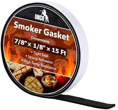 UNCO- Smoker Gasket, 15 FT, 7/8" x 1/8", Smoker Gasket Seal High Temp by Unco