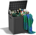ROJIK 39 Gallon Resin Deck Box, Lockable Waterproof Weatherproof Outdoor Storage Container for Garden Tools, Cushions & Outdoor Accessories（Black by ROJIK