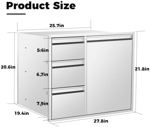 POPMOON Outdoor Kitchen Drawer Combo 28x22x19.5in with 2 Trash Bin Cabinet - Image 7