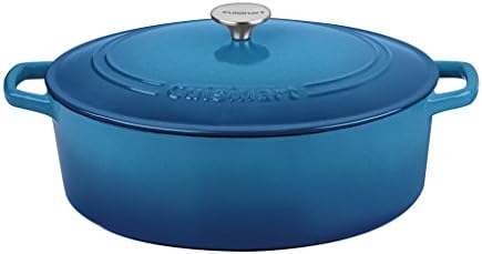 Cuisinart Chef's Classic Enameled Cast Iron Dutch Oven with Lid, Porcelain Enameled Interior, Oven Safe, Induction Compatible, 7-Quart, Oval, Gradient Blue by Cuisinart