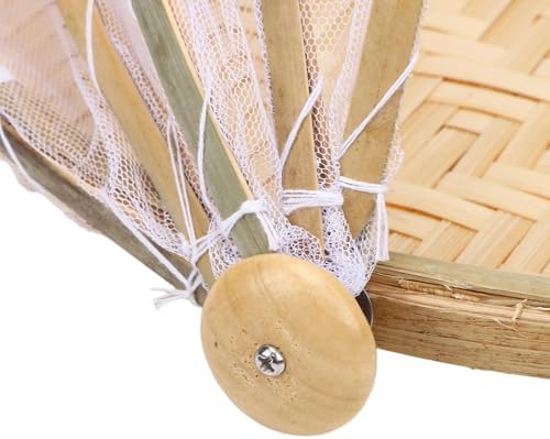 Estink Round Tent Basket, Wood Woven Food Serving Basket with Mesh Cover, Ideal for Picnics, BBQs, and Outdoor Events - Image 7