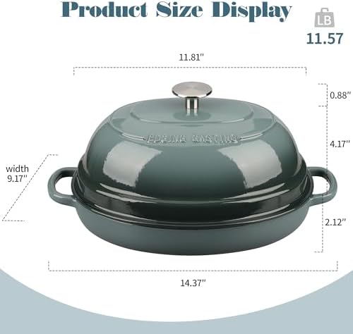 EDGING CASTING Enameled Oval Cast Iron Dutch Oven Pot with Lid, Bread Dutch Oven for Sourdough Bread Baking, Dutch Oven Bread, Bread Oven, 6QT, Slateblue - Image 2