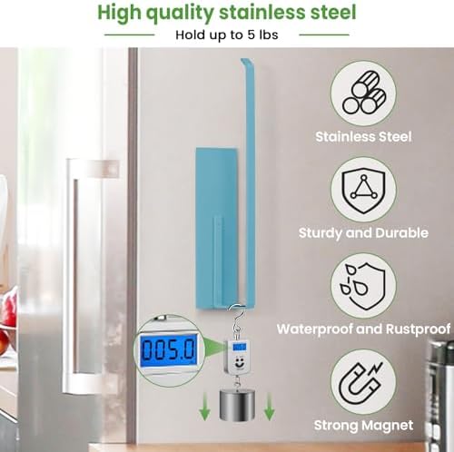 Paper Towel Holder Magnetic, Magnetic Paper Towel Holder for Fridge, Toilet Paper Roll Holder Magnet Towel Rack Wall Mount Shelf Bar for Towels Rolls Bathroom RV Dorm Kitchen Wall Decor, Blue - Image 7