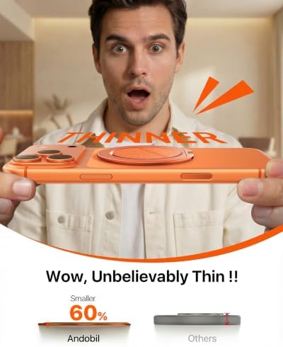 andobil [2026 Ultra-Thin] Magnetic Phone Ring Grip for MagSafe, Orange - Image 2